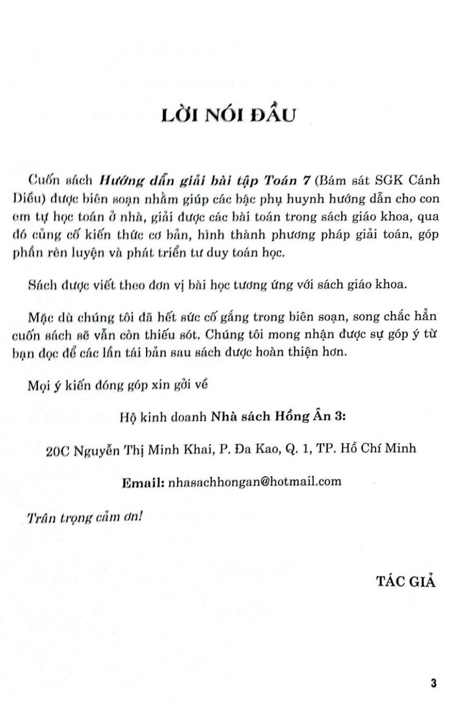 HƯỚNG DẪN GIẢI BÀI TẬP TOÁN LỚP 7 (Bám sát SGK Cánh Diều)